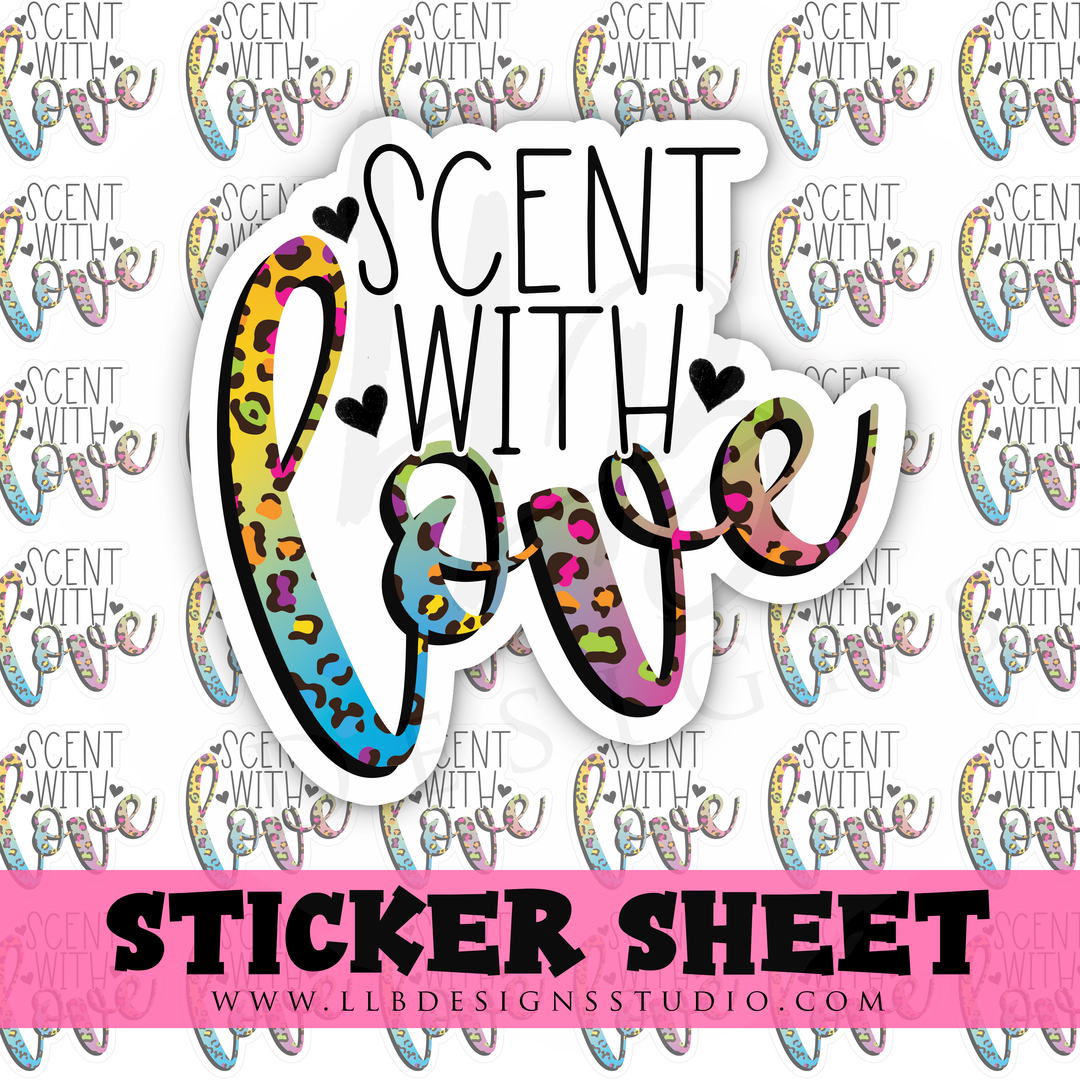 Scent With Love Colorful Cheetah |  Packaging Stickers | Business Branding | Small Shop Stickers | Sticker #: S0358 | Ready To Ship
