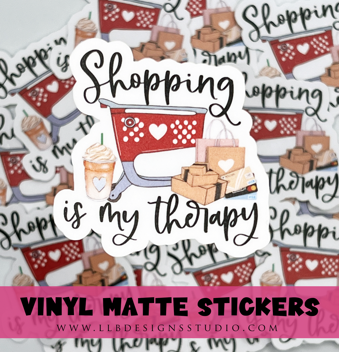 Shopping Is My Therapy |  Package Fillers | Business Branding | Small Shop Stickers | Vinyl Sticker #: V0013 | Ready To Ship