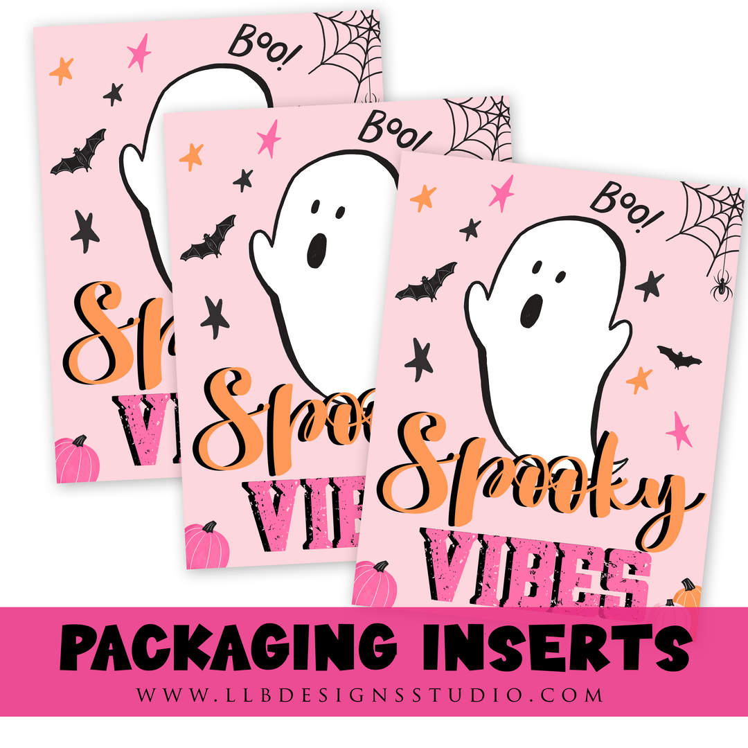 Packaging Insert  | Spooky Vibes|  SIZE 4 X 3 INCHES | Card Number: TY58 | Ready To Ship