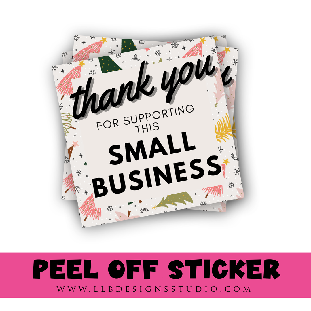 Christmas Tree - Thank You Support  | Peel Back Matte Laminate Stickers | Thank You Stickers | Sticker #: 2S012 | Ready To Ship