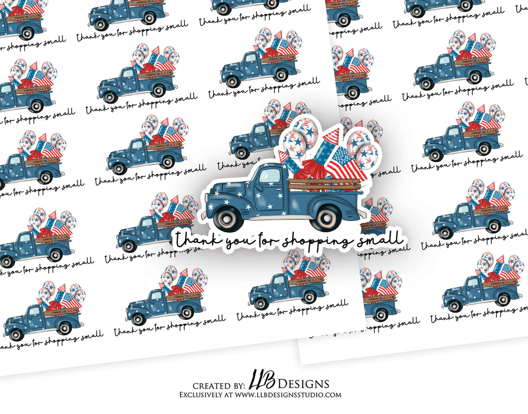Thank You July Truck |  Packaging Stickers | Business Branding | Small Shop Stickers | Sticker #: S0178 | Ready To Ship