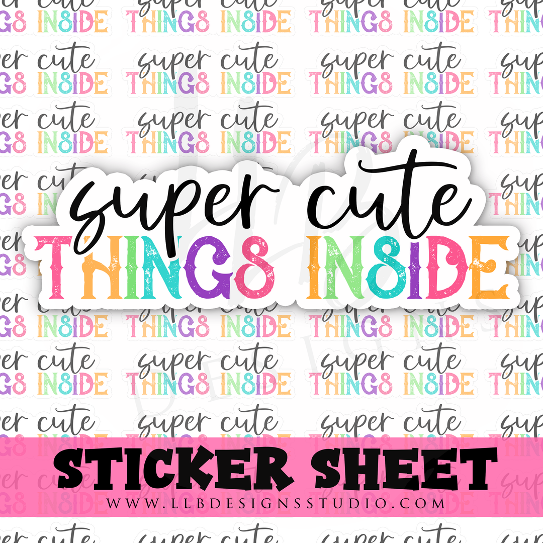 Colorful Letters Super Cute Things Inside |  Packaging Stickers | Business Branding | Small Shop Stickers | Sticker #: S0361 | Ready To Ship