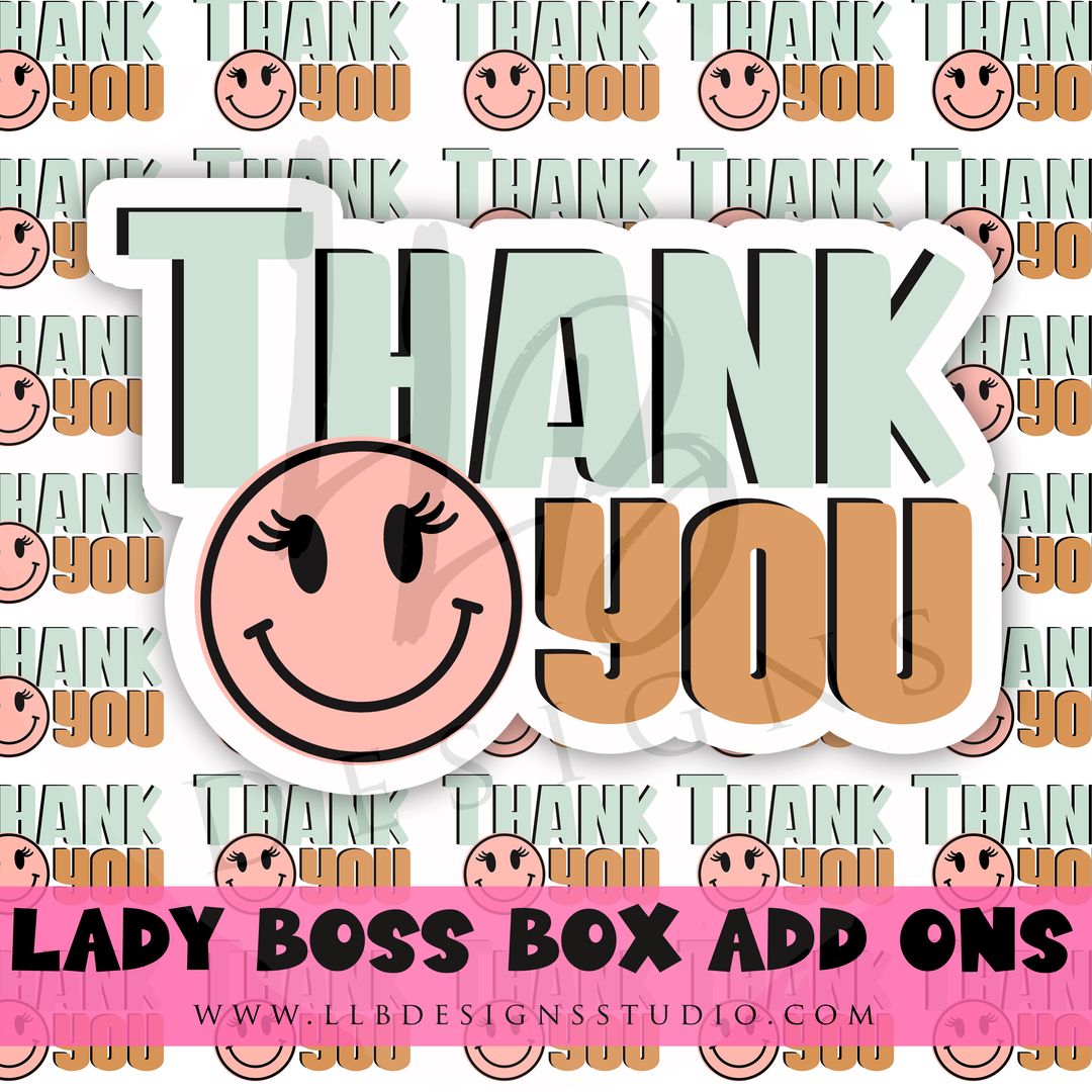 Thank You Smiley  |  Packaging Stickers | Business Branding | Small Shop Stickers | Sticker #: S0378 | Ready To Ship