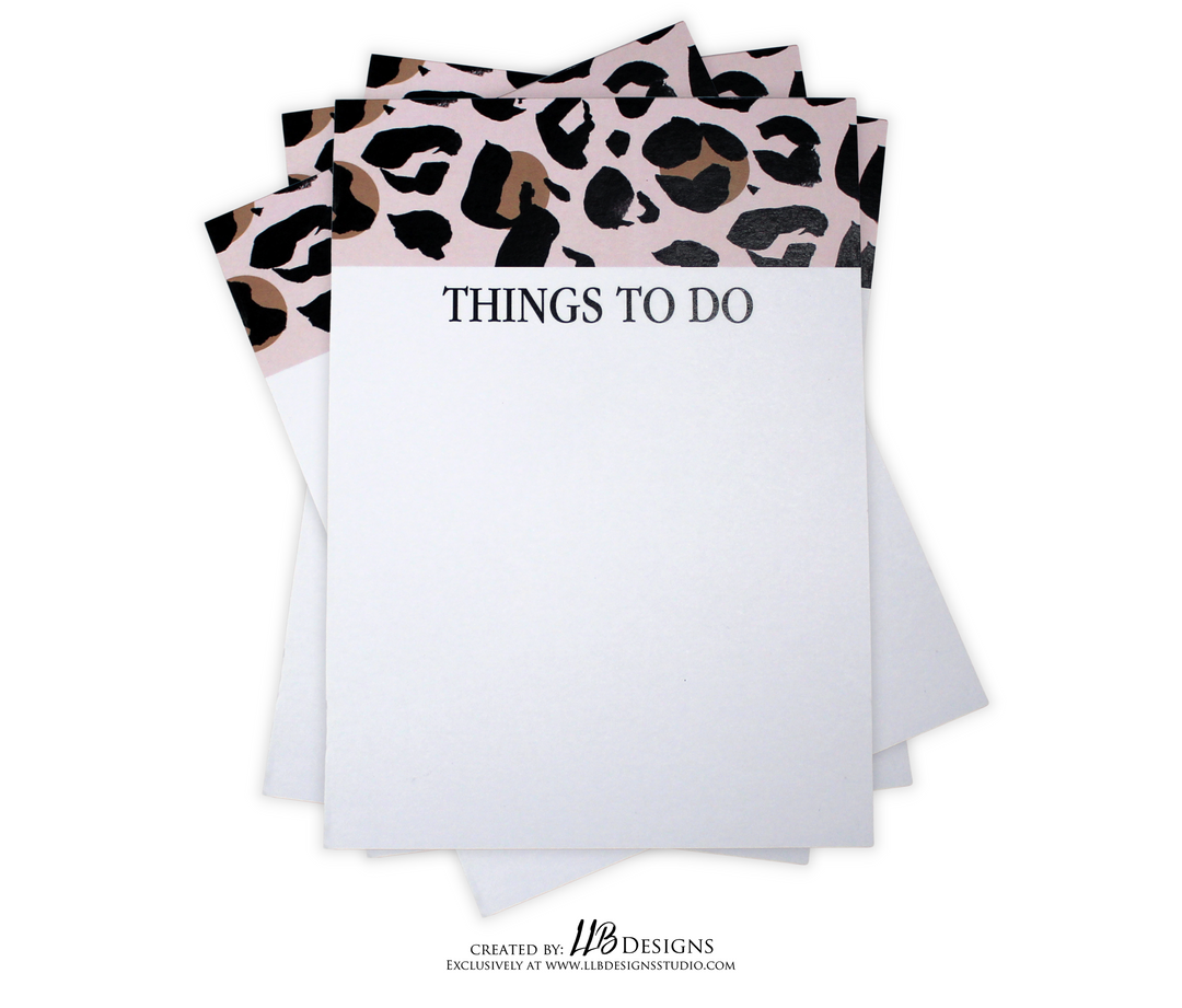 Notepads | Pink Cheetah - Things To Do | Size 5x7 | 50 Pages  | SKU #NP0008