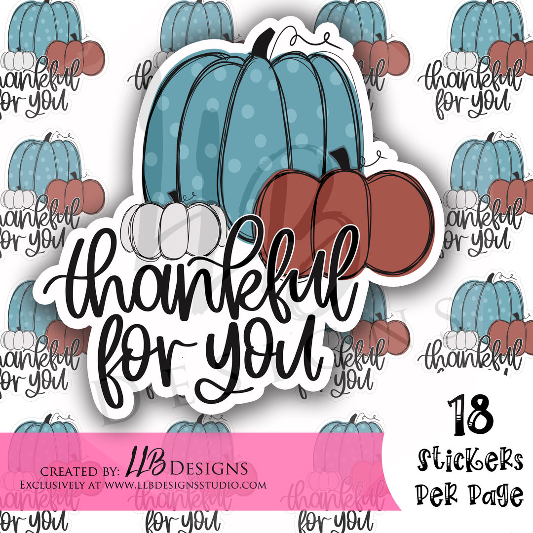 Teal Wine Pumpkins - ThankFul For You |  Packaging Stickers | Business Branding | Small Shop Stickers | Sticker #: S0223 | Ready To Ship