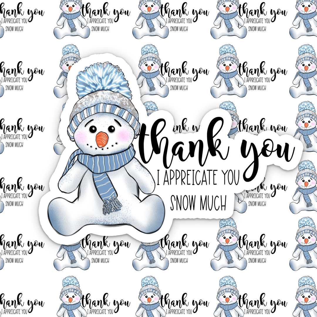 Thank You Appreciate You Snow Much | Packaging Stickers | Business Branding | Small Shop Stickers | Sticker #: S0530 | Ready To Ship