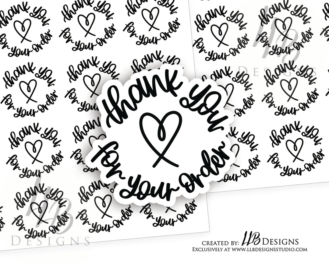 Foil - Thank You For Your Order Heart | Small Business Branding | Packaging Sticker | Made To Order