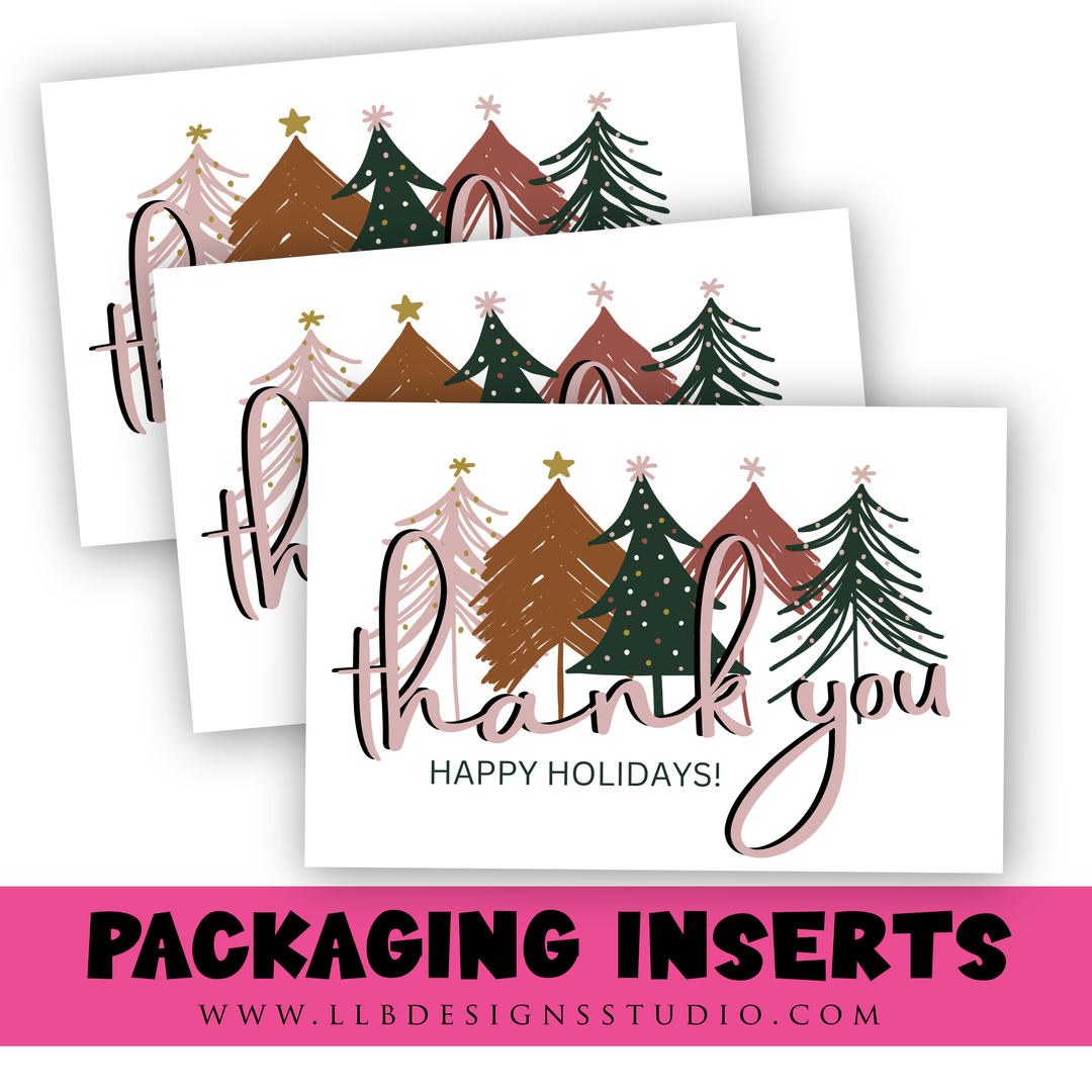 Packaging Insert  | Thank You Happy Holidays |  SIZE 4 X 6 INCHES | Card Number: TY67 | Ready To Ship