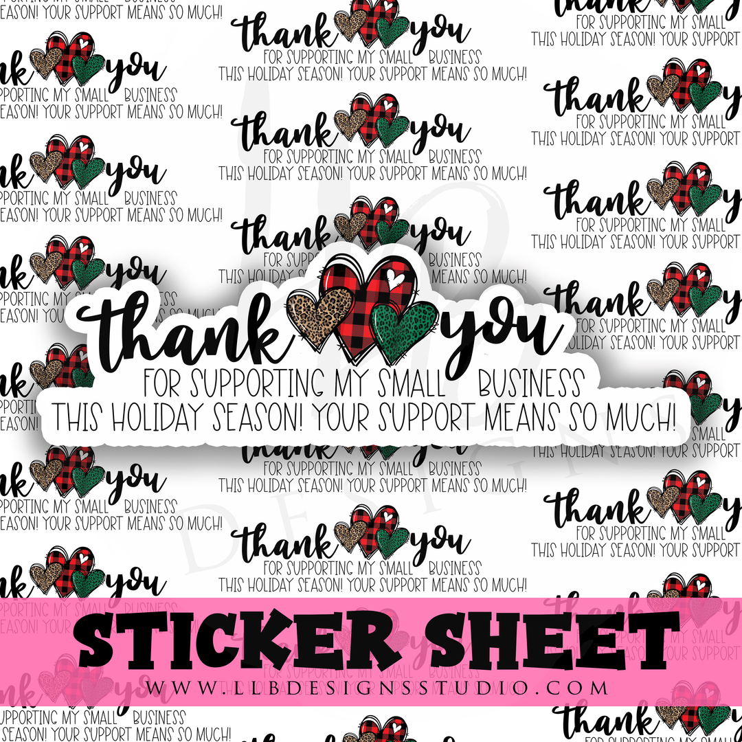 Thank you Plaid Hearts Holiday |  Packaging Stickers | Business Branding | Small Shop Stickers | Sticker #: S0277 | Ready To Ship