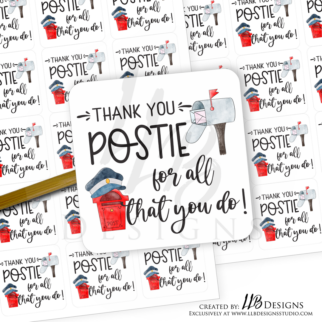Thank You Postie For All You Do!  |  Packaging Stickers | Business Branding | Small Shop Stickers | Sticker #: S0091 | Ready To Ship