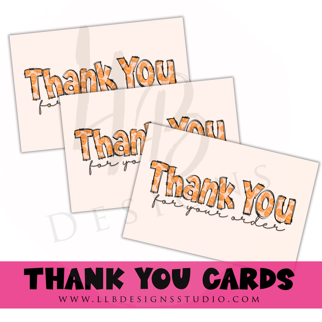 Packaging Insert  | Thank You Pumpkin letters |  SIZE 4 X 6 INCHES | Card Number: TY57 | Ready To Ship