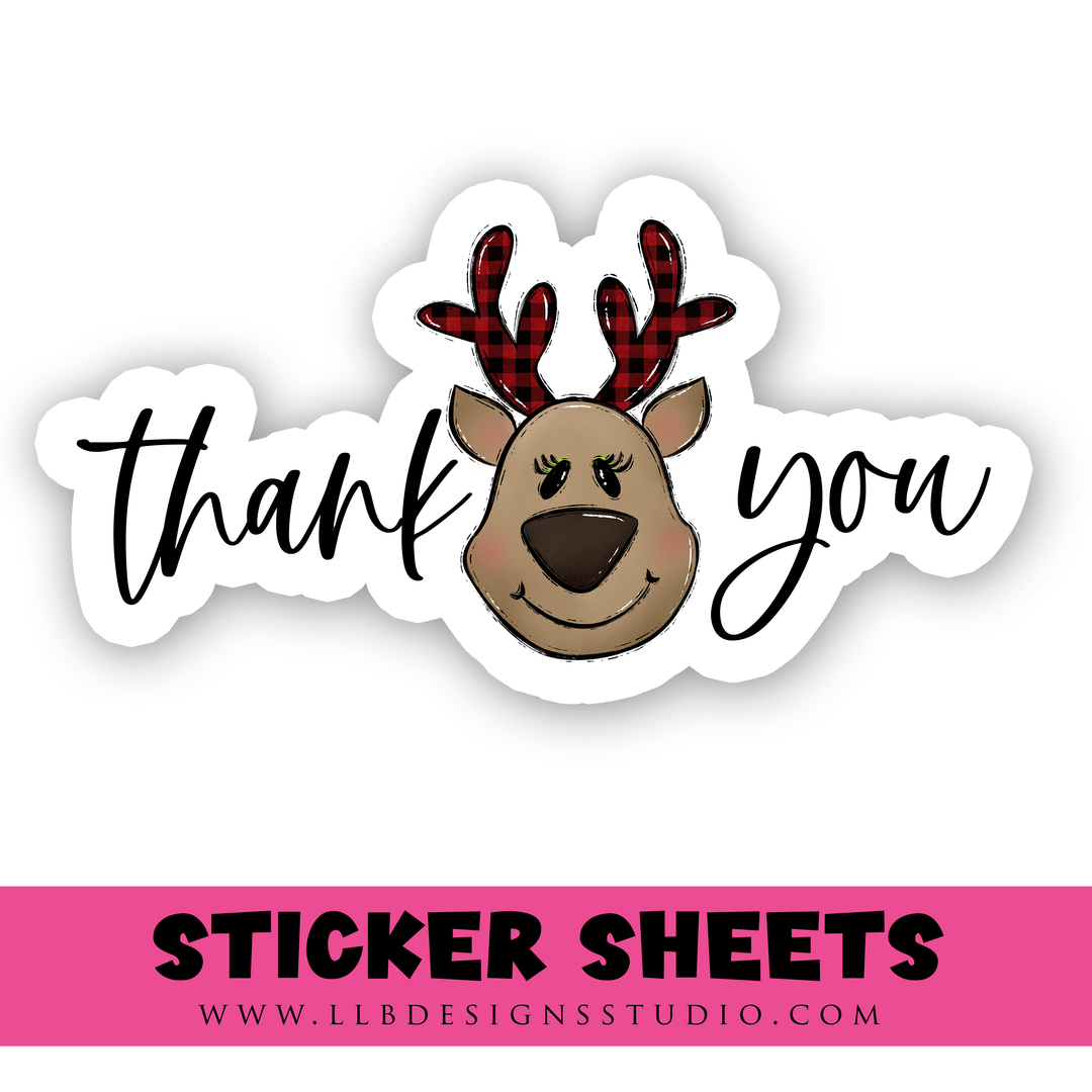 Thank You Raindeer | Packaging Stickers | Business Branding | Small Shop Stickers | Sticker #: S0524 | Ready To Ship