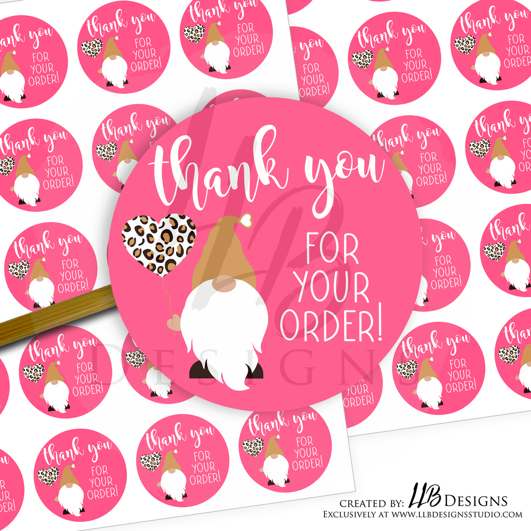 Pink Cheetah Thank You For Your Order |  Packaging Stickers | Business Branding | Small Shop Stickers | Sticker #: S0033 | Ready To Ship