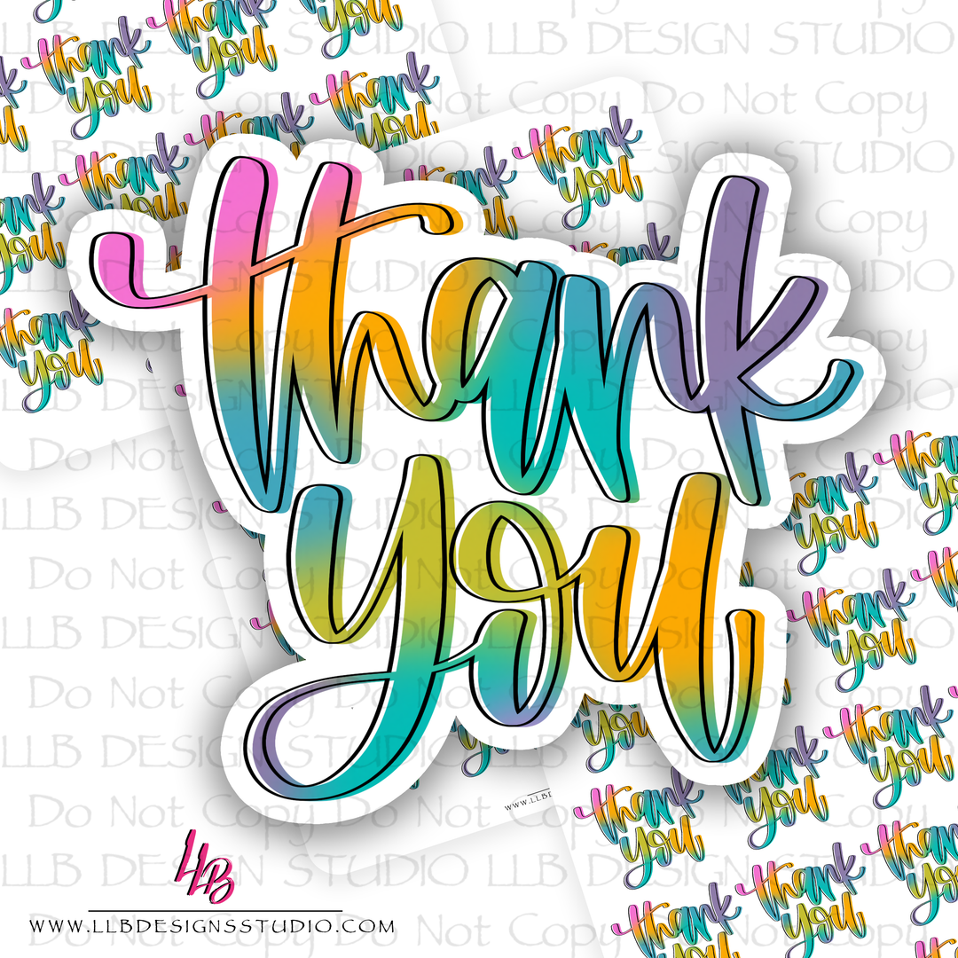 Thank You Neon, Packaging Stickers, Business Branding, Small Shop Stickers , Sticker #: S0576, Ready To Ship