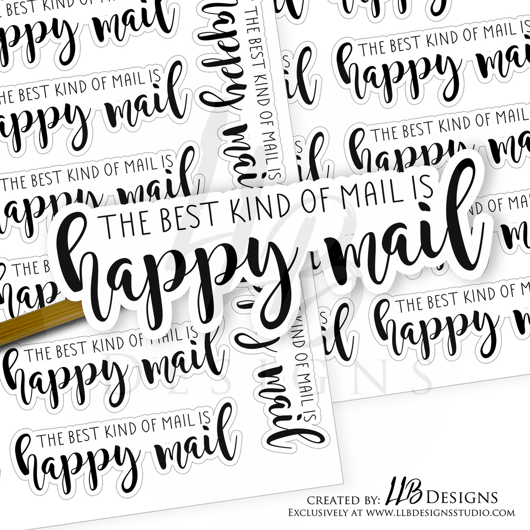 Best Kind Of Mail is Happy Mail! |  Packaging Stickers | Business Branding | Small Shop Stickers | Sticker #: S0131 | Ready To Ship
