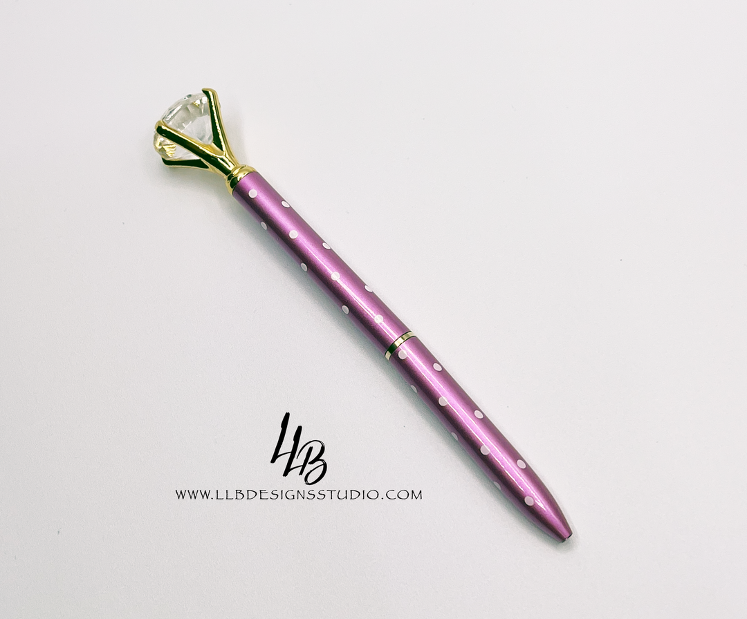 Stationery Pen | Vintage Purple With White Dots l Diamond Pen | Black Ink | SKU # PEN93