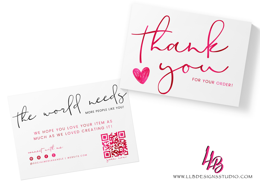 Semi - CUSTOM PACKAGING INSERT | Double Sided Foil - Thank You For Your Order | SIZE 4 X 6 INCHES | CARD NUMBER: TY90