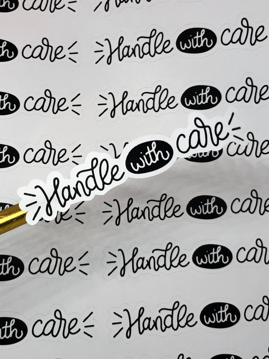 Handle With Care | Packaging Stickers | Business Branding | Small Shop Happy Mail Stickers | Matte Sticker | SIZE 2.5 X 1 INCHES