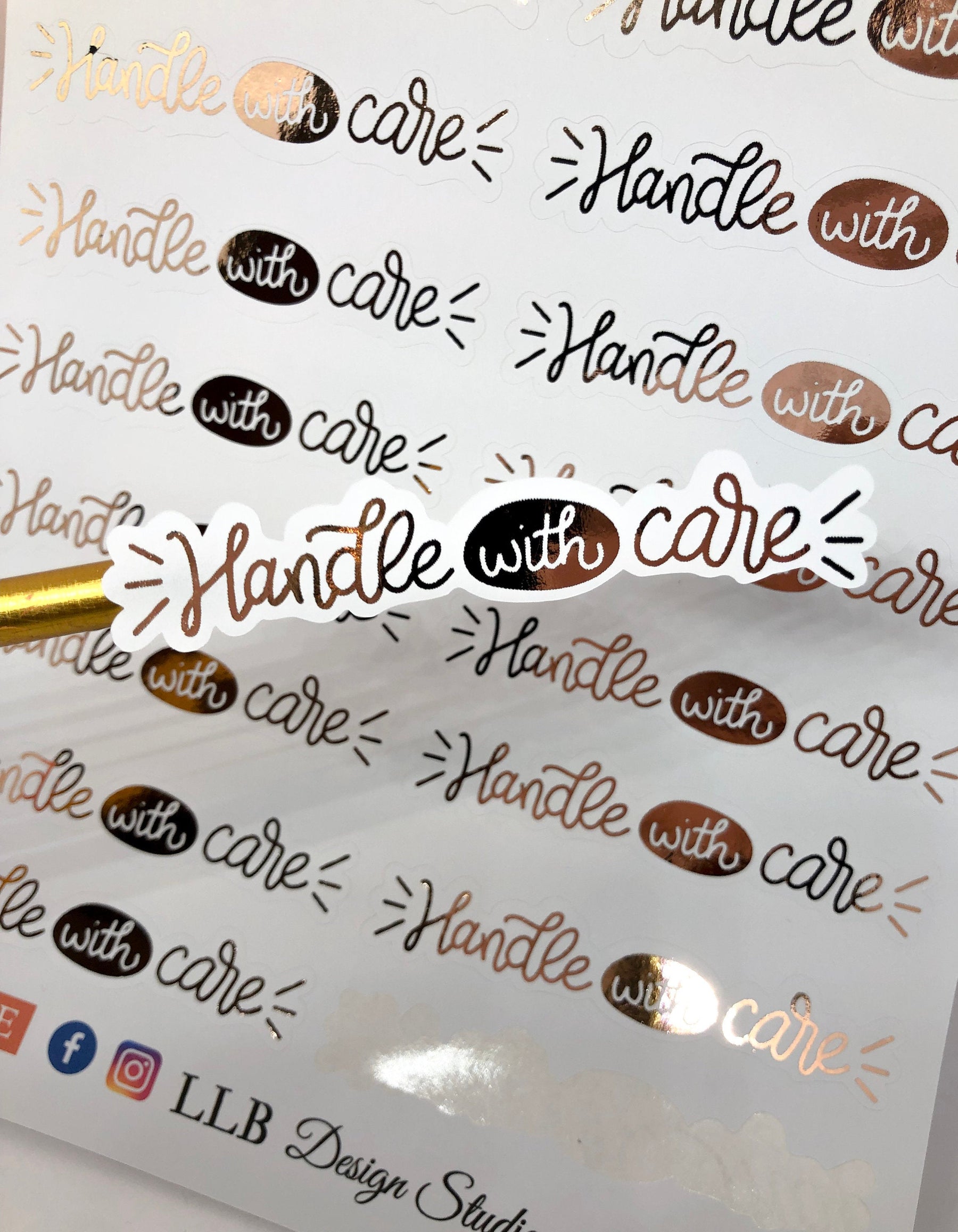 FOIL Sticker | Handle With Care | Die Cut Sticker | Small Business Bra ...