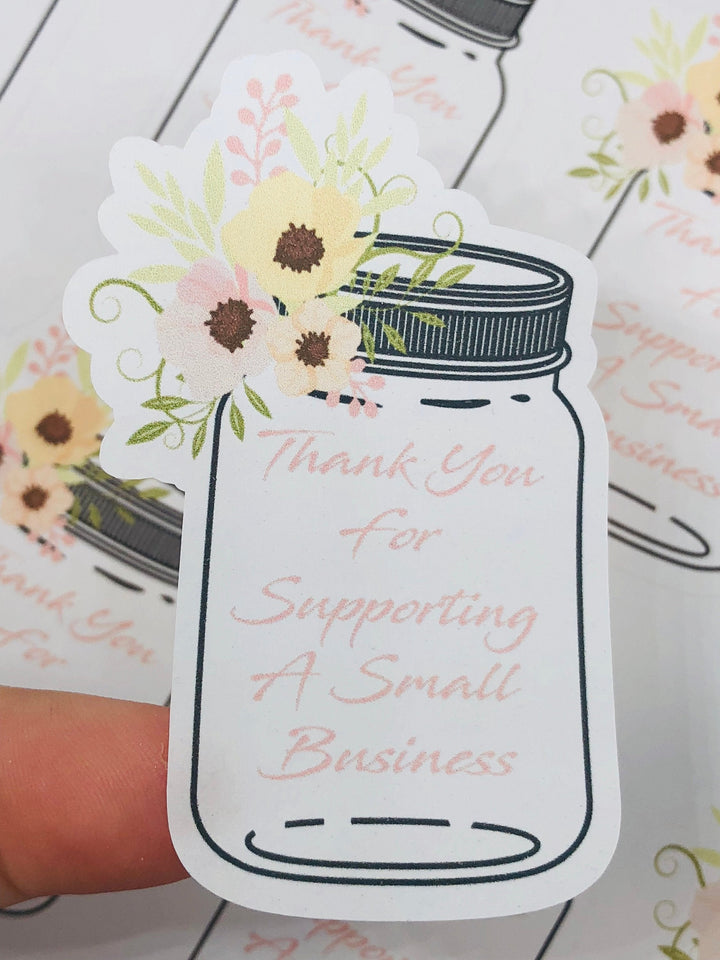 Mason Jar Thank You Stickers  | Packaging Stickers | Business Branding | Small Shop Stickers | Sticker #: S0045 | Ready To Ship