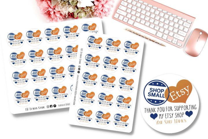 Etsy Thank You Stickers | | Packaging Stickers | Business Branding | Small Shop Stickers | Custom Sticker #: CS004 | Made To Order